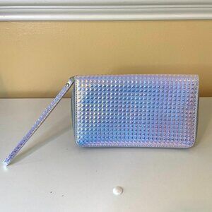 Iridescent Clutch, Pink and Purple Pearl Tones, Black Interior Wallet